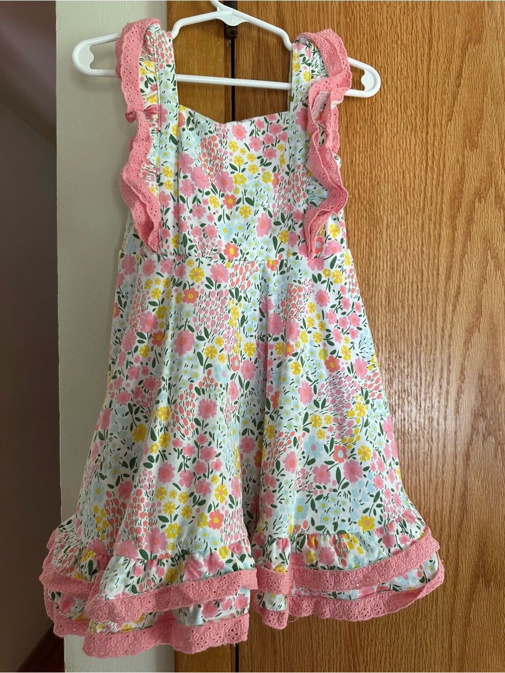 Rare Editions Pink Floral Ruffle Sundress